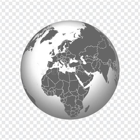 Globe Of Earth With Borders Of All Countries 3d Icon Globe In Gray On