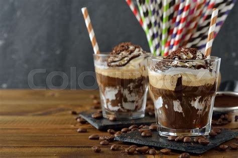 Iced Coffee With Whipped Cream And Ice Cream Stock Image Colourbox