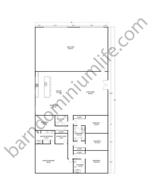 8 Inspiring 50x100 Barndominium Floor Plans With Shop 5000 Square Feet