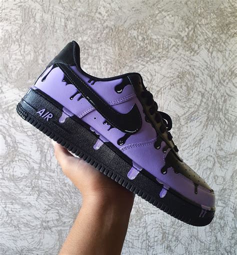 Custom Nike Air Force 1 Purple Drip Custom Shoes Trainers Etsy Uk