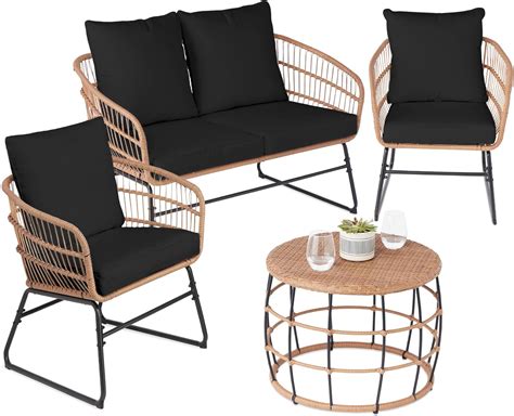 Best Choice Products 4 Piece Outdoor Rope Wicker Patio Conversation Set