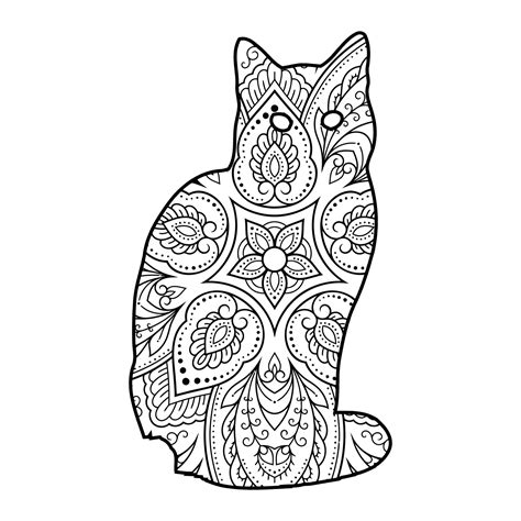 Mandala Cat Coloring Page For Kids 7848774 Vector Art At Vecteezy