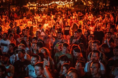 Summer Music Festival Crowd Partying Outdoor Editorial Photography