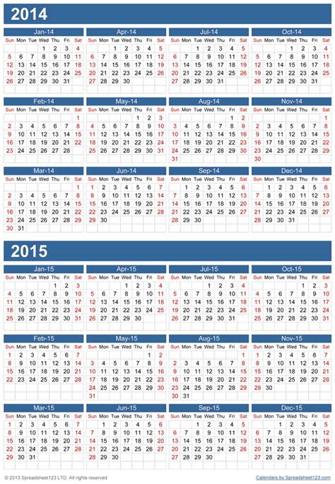 Print Your Own Calendar Using This Two Year Calendar Template For Excel