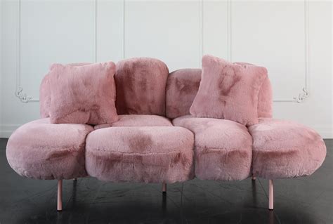 Blush Velvet 78 Sofa With Two Pillows Couch Furniture Design Pink Velvet Couch Couch Fabric