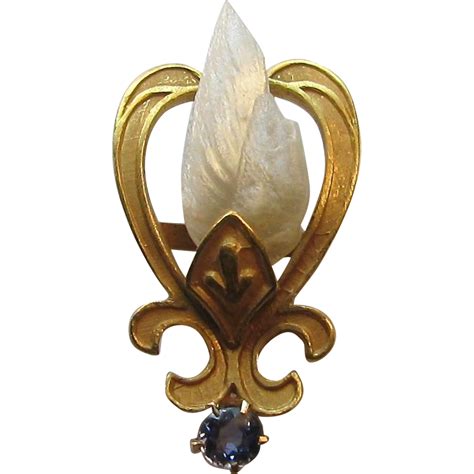 Antique Edwardian 14k Gold Sapphire And River Pearl Stick Pin Lauras
