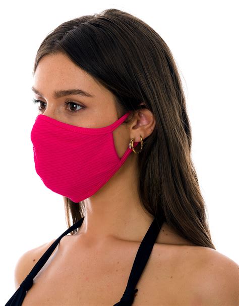 reusable and washable pink textured fabric mask face mask bbs28 brazilian bikini shop