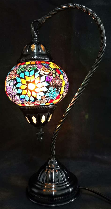 Turkish Mosaic Lamp Swan Neck Multicolour Carolina Trading