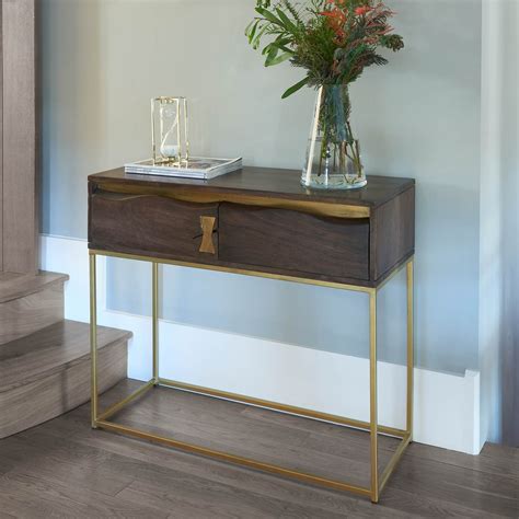 Wooden Console Table with Gold Finish | Dining | Console ...