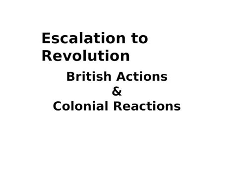 Ppt Escalation To Revolution British Actions And Colonial Reactions