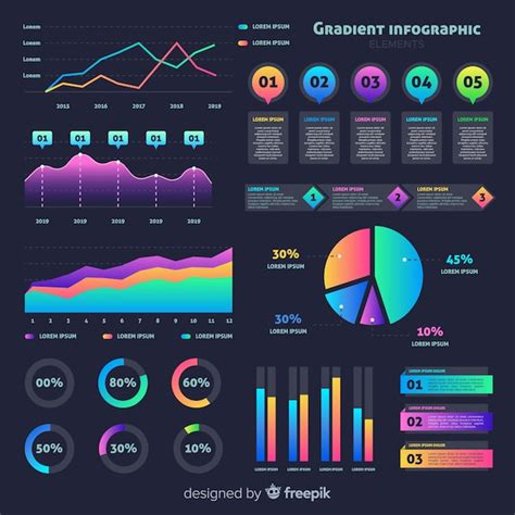 Flat gradient infographic with stats Vector | Free Download