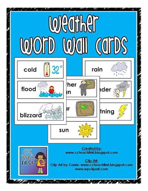 Clip Art By Carrie Teaching First Weather Word Wall Vocabulary Cards