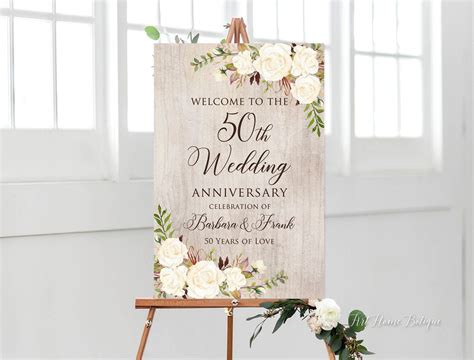 50th Anniversary Welcome Sign 50th Anniversary Decoration Rustic