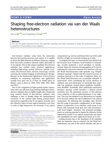 PDF Shaping Free Electron Radiation Via Van Der Waals Heterostructures