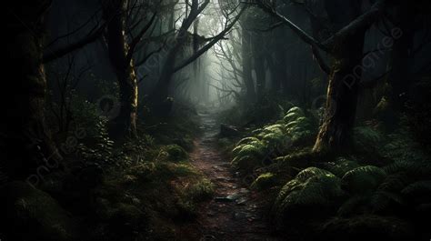 Dark Path Through A Dark Forest Background Dark Forest Pictures