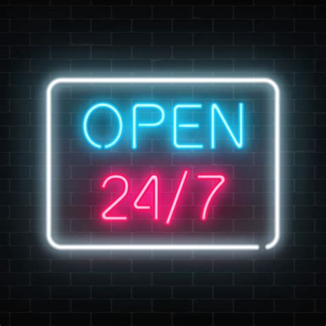 Premium Vector Neon Open 24 Hours Sign On A Brick Wall