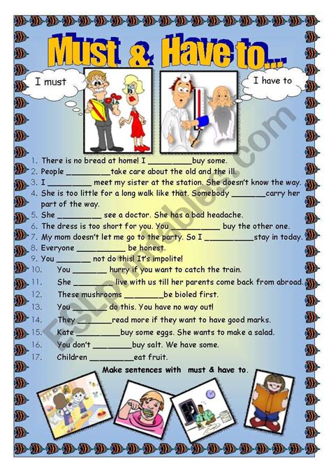 Must And Have To Esl Worksheet By Svetlana F