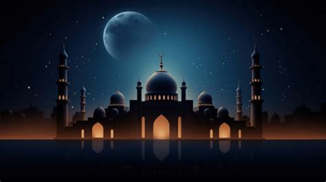 Islamic Mosque Moon Night Background Ramadan Kareem Ramadan Kareem
