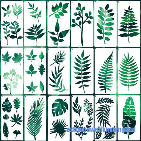 18 Pieces Leaves Stencils Tropical Leaf Painting Stencil Template