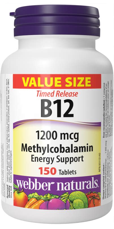Buy Webber Naturals Timed Release Vitamin B12 1200mcg Methylcobalamin