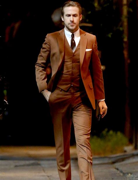 Ryan Gosling Brown Suit Sharp Dressed Man Ryan Gosling Suit Ryan