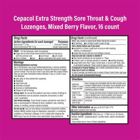 Cepacol Extra Strength Sore Throat And Cough Reliever Mixed Berry