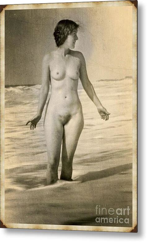 Digital Ode To Vintage Nude By Mb Metal Print By Esoterica Art Agency