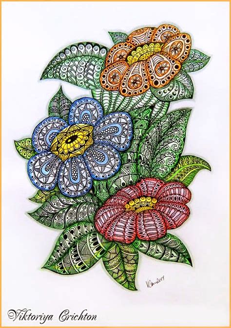 Zendoodle Zentangle Flowers Zentangle Drawings Mandala Art Lesson