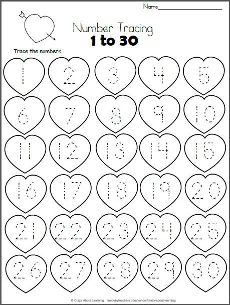 Number 1 30 Worksheets Actividades De Matemáticas Preescolares