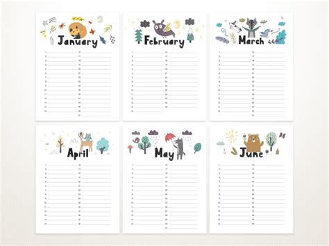 Free Printable Perpetual Birthday Calendar Template Printable