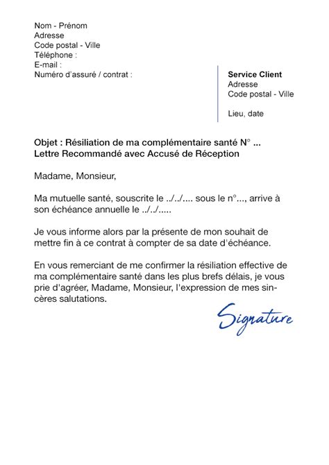 Mod Le Lettre De R Siliation Avec Pr Avis D Un Contrat Dur E