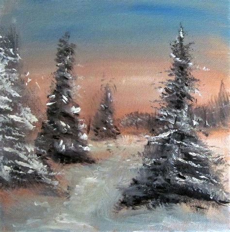 Winter Forest Acrylic Painting By Nektaria G Winter Scene Paintings