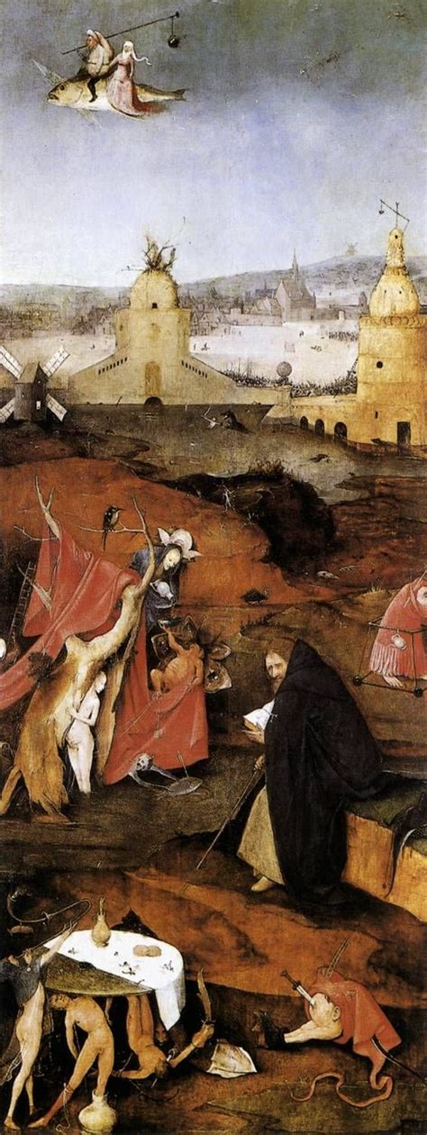 It depicts the desert father anthony the great as he is tormented by demons in egypt. Triptych of Temptation of St Anthony (detail), 1506 ...