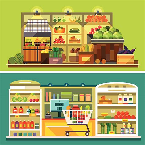 Cartoon Of A Shelves For Grocery Store Clip Art Vector Images