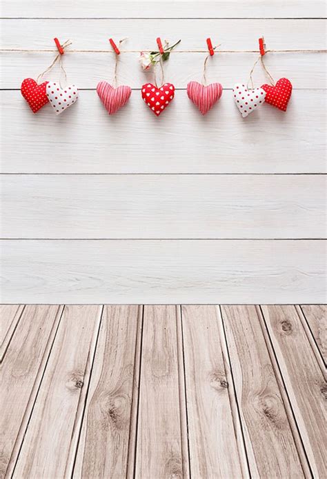 Photography Backdrops Red Heart Vinyl Photography For Backdrop Wooden Floor Digital Printed