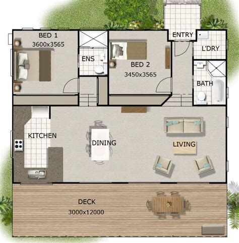 2 Bed Granny Flat In 2019 House Plans