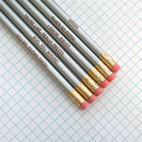 Thats So Fetch Pencil Set Engraved Pencil Set 6 Silver Etsy Mean