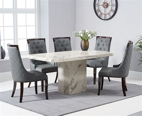 By nathan james (33) $ 228 32. White grey veining marble dining table & 6 chairs - Homegenies
