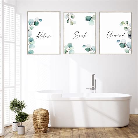 Bathroom Wall Art Set Of 3 Printbotanical Prints Etsy