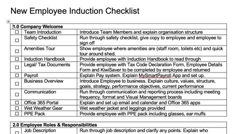 New Employee Induction Checklist Leanfarm