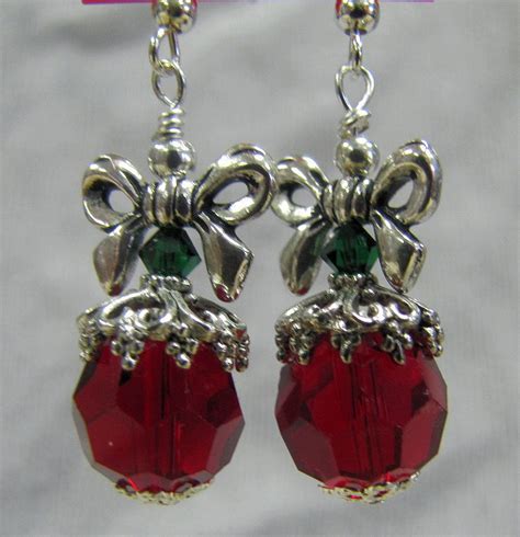 Christmas Ornament Earrings With A Bow Original Jewelry Design