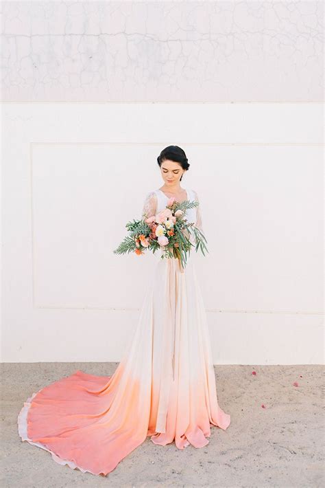 We also love slip dresses, so you can easily. Dip Dye Wedding Ideas in Ombré Peach and Coral | Wedding ...