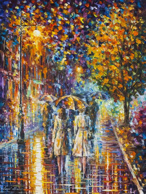 Rainy Evening Palette Knife Oil Painting On Canvas By Leonid Afremov