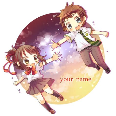 Chibi Couple Anime Mangá Kawaii Cute Your Name Anime Cute Chibi Couple Kimi No Na Wa