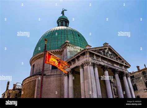 Church Of San Simeon Piccolo With The Venetian Flag In Venice Veneto