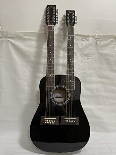 Ktone 612 String Acoustic Electric Double Neck Guitar Black With Case