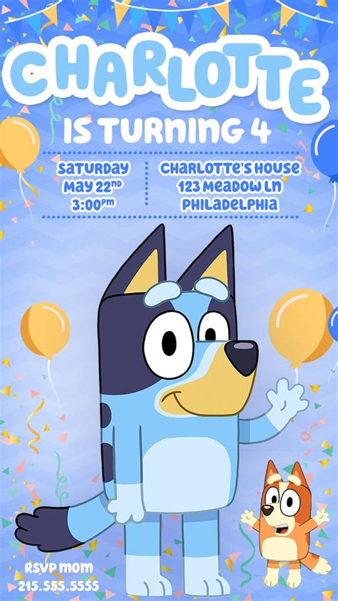Bluey Invitation Bluey Birthday Party Bluey Birthday Invite Bluey