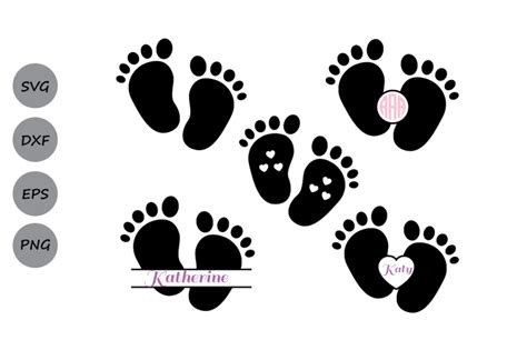 Baby Footprint Svg File Baby Feet Svg Dxf Baby Feet Monogram Svg By