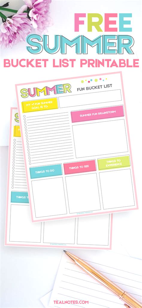 Printable Summer Bucket List Template Printable Templates