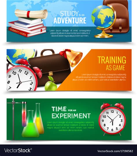 School Education Banners Set Royalty Free Vector Image